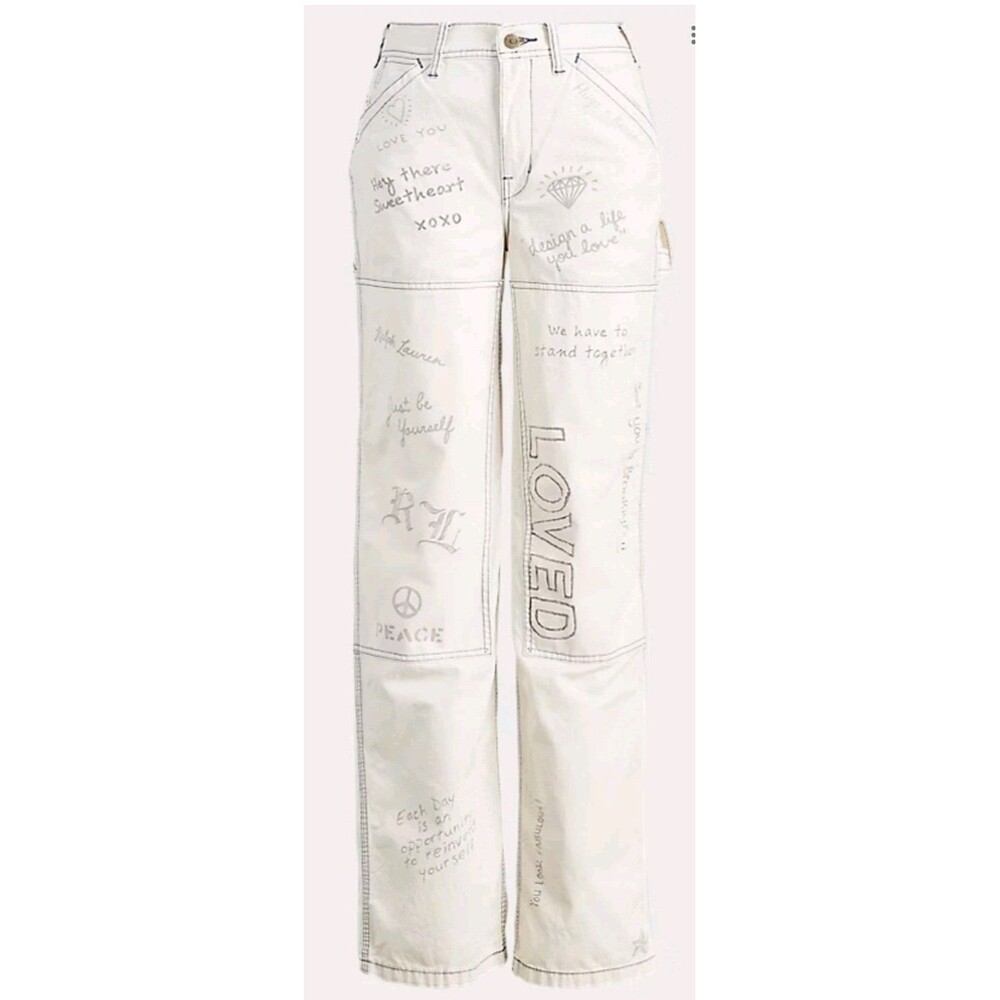 Polo Ralph Lauren Graffiti Carpenter Wide Leg Pants Women's Size 30 New With Tag